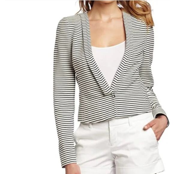 BCBGMaxAzria Jackets & Blazers - BCBGMAXAZRIA Hendrix Black White Striped Blazer Jacket Career Office Work Sz XS